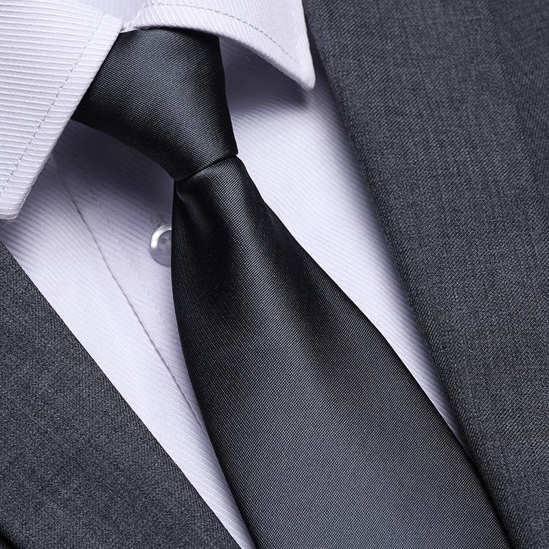 Black No Zipper Men'S Professional Dress Tie Business Casual Wedding Groom Korean Edition One Pull Tie
