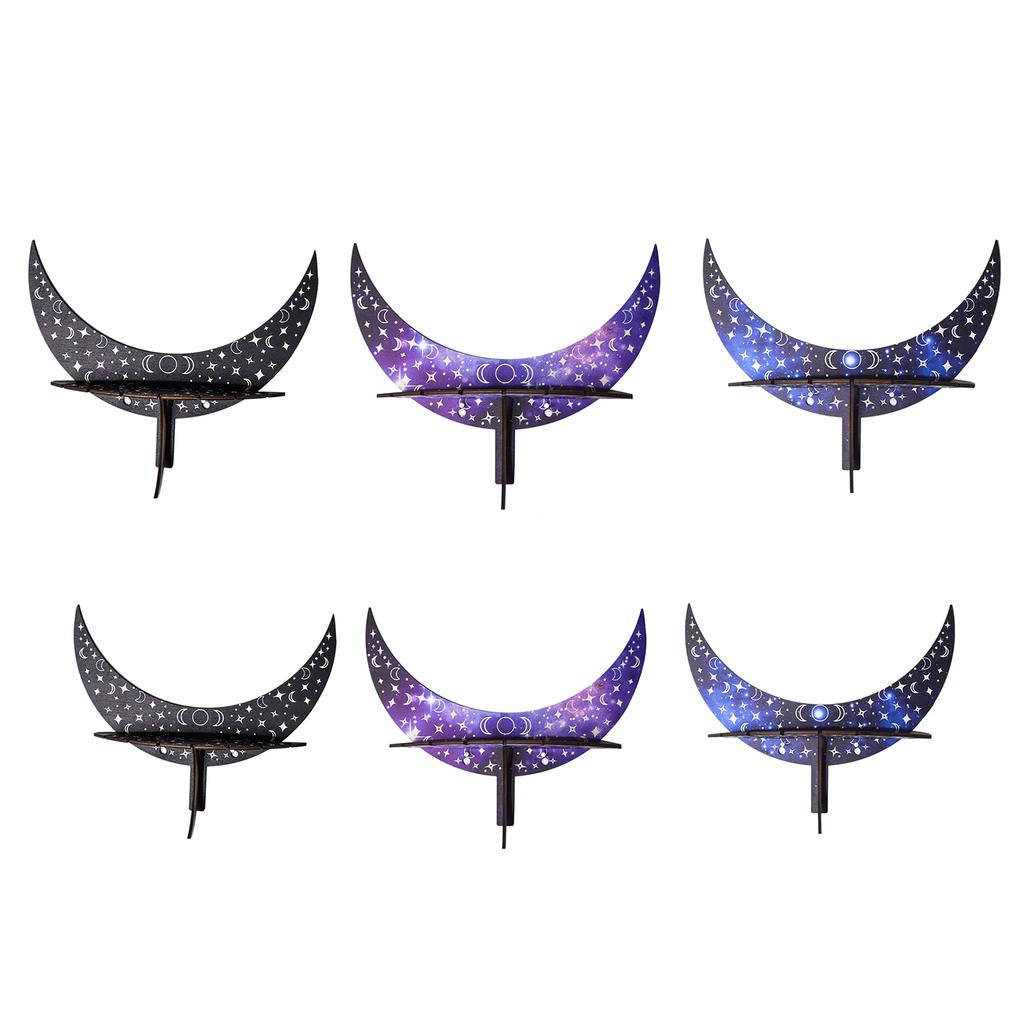 Moon Storage Shelf Wood Candlestick Support Holder Decor Ornament for Crystal Jewelry Collectible Organization