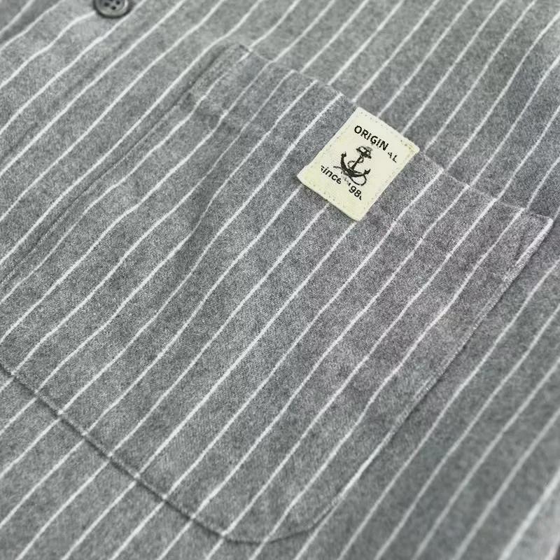 Men's Autumn & Winter Striped Velvet Lapel Cardigan Shirt Jacket