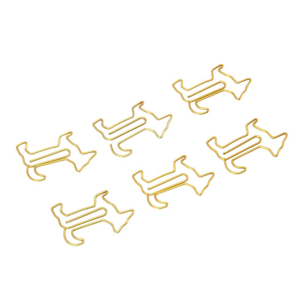 100Pcs Gold/Silver Dog Shape Paper Clips Dog Shape Portable Paper Clips Cute Paper Clips  Stationery