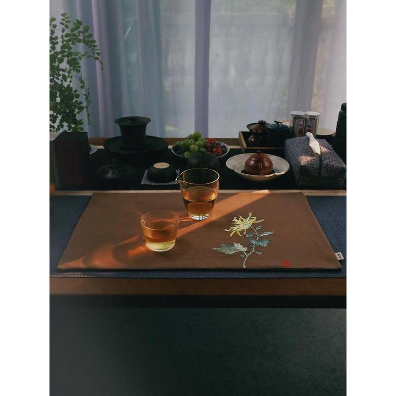 

Лечжи Северная Сун Вышивка Мисихэ Чайная подставка Стиранный хлопок лен Чайная подставка Ткань Подарок Ретро Чайная ткань Средний Сухая чайная церемония Brown Retro chrysanthemum Embroider 30*50cm