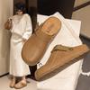 Low Slippers Platform Shoes Slides Cover Toe Loafers Slipers Women Pink 2025 Rubber PU Hoof Heels Fabric Rome Spring