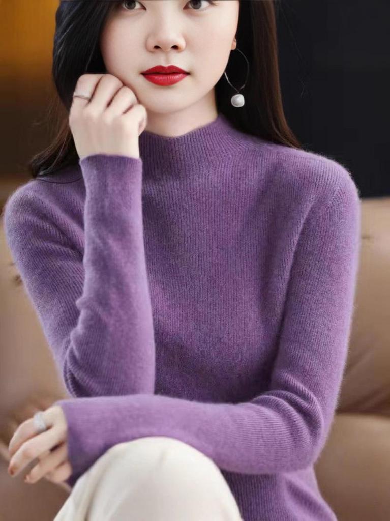 Elegant Autumn/Winter Skin-Friendly Solid Color Plush Sweater - Thick Base Layer In Stock