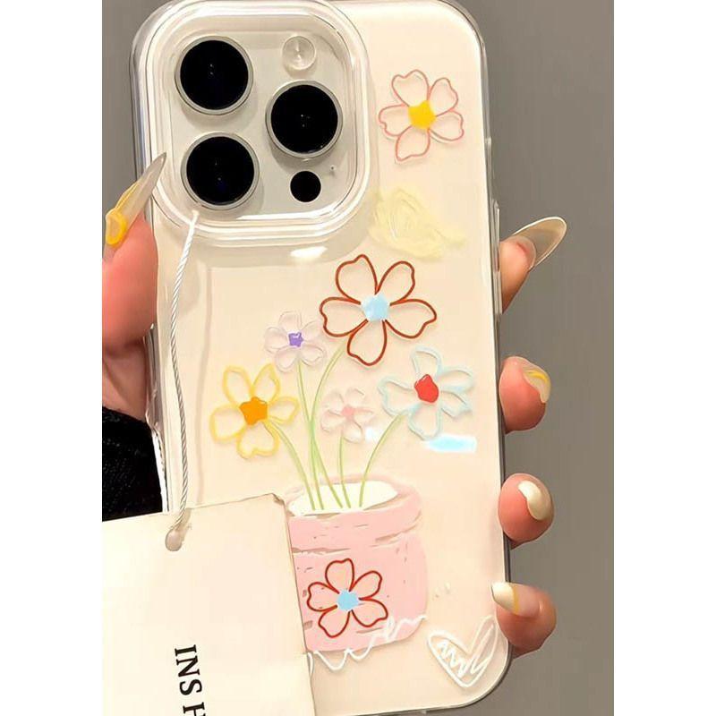 White IMD Full Screen Flower Mobile Phone Case Suitable for Apple 16promax Anti Fall IPhone 15 New Protective Case