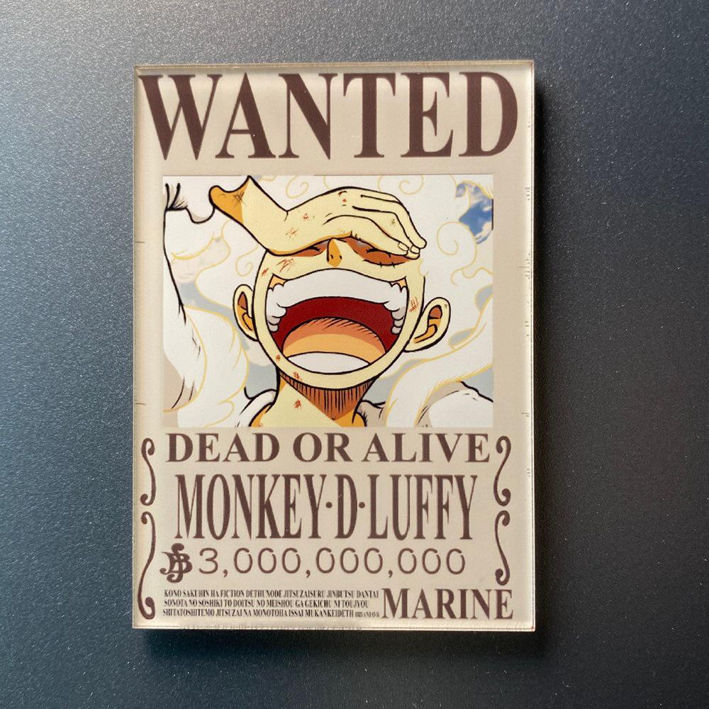 Kreativní magnet s plakátem Wanted z One Piece - Anime Kreslená Dekorace na ledničku & Samolepka na vzkazy