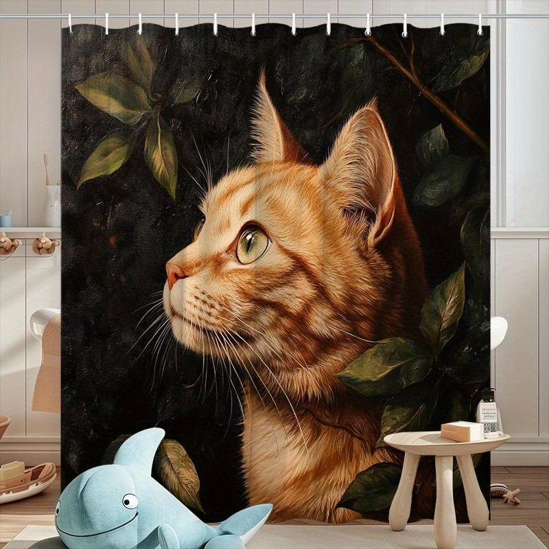 

Cat Under The Sunlight Shower Curtain Washable Dirt-Resistant Shower Head Waterproof Polyester Bath Curtain For Home Decor W60H190(CM)-1 Pcs
