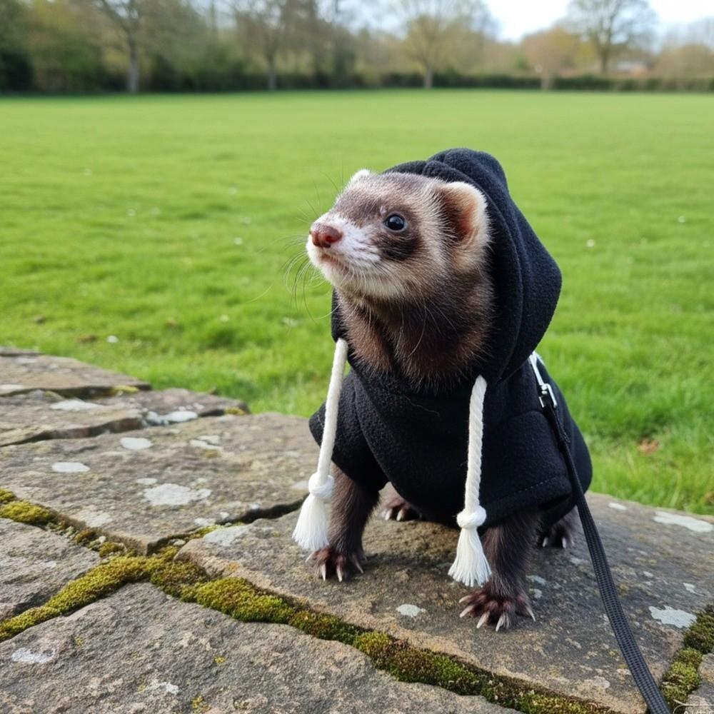 Fashionable Elastic Ferret Hoodie Cozy Thick Fleece Ferret Pullover Stylish Drawstring Soft Hamster Coat Pet Supplies
