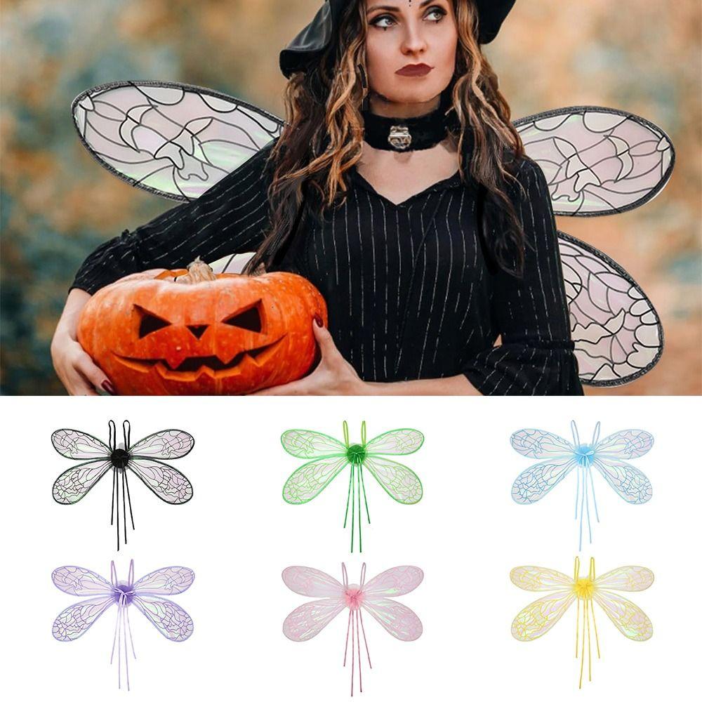 Halloween Costume Fairy Wings Sparkling Women Girls Dragonfly Elf Wings Girls' Costume Accessories for Cosplay, Party, Dress Up