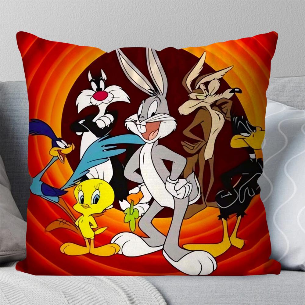 Мультяшная наволочка Looneys T-Tunes Квадратная подушка Спальня Диван Досуг Комфортная подушка Автомобиль Гостиная Домашнее украшение 40X40 18x18Inch
