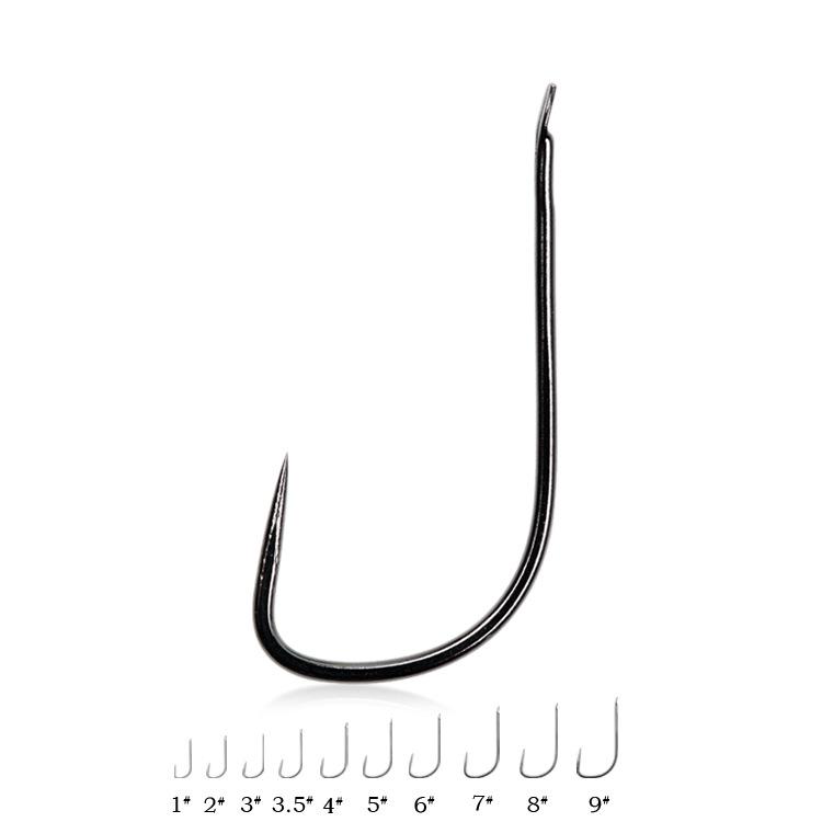 Barbless Japanese Fishing Hooks with TG Black Sleeve, Sharp Point, and Wire Groove - 100 Pieces
