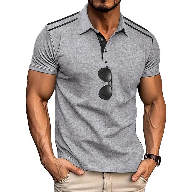 Vêtements Homme Été Manches Courtes Mode Col Revers Polo Homme Affaires Décontracté Polo de Golf 100% Polyester