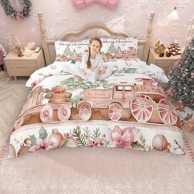 Homewish Christmas Gingerbread Duvet Cover Set For Kids Merry Xmas Bed Set Happy New Year Gifts Quilt Cover Set