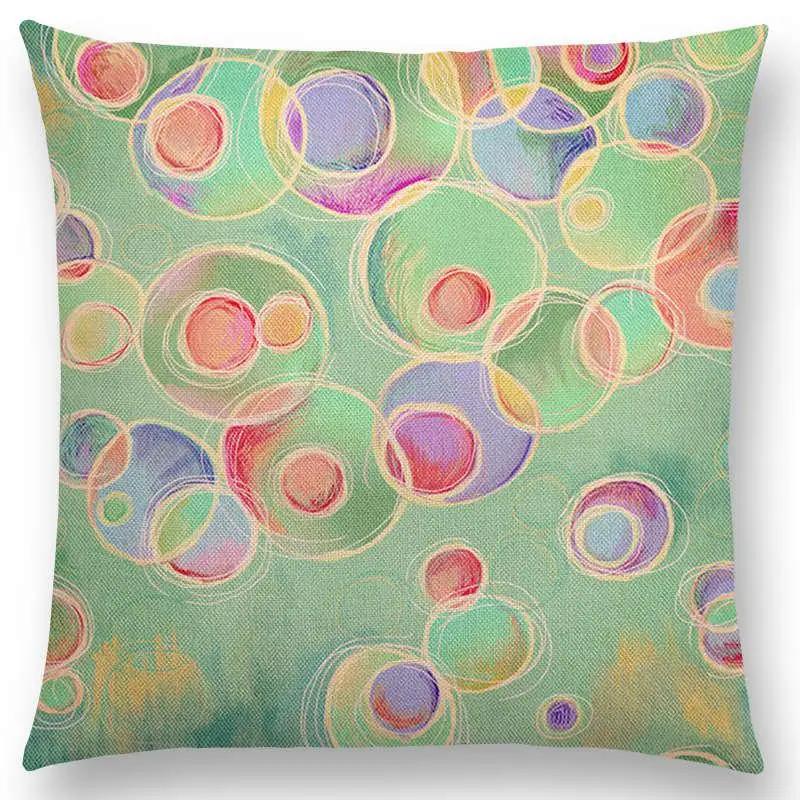 New Abstract Iridescent Stripes Bubbles Pastel Rainbow Geometric Painting Watercolor Sofa Throw Pillow Case Car Cushion Cover