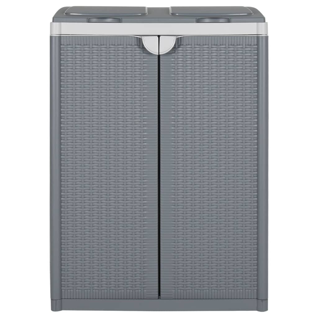 Trash Can with 2 Flaps Gray 65x45x88 cm PP