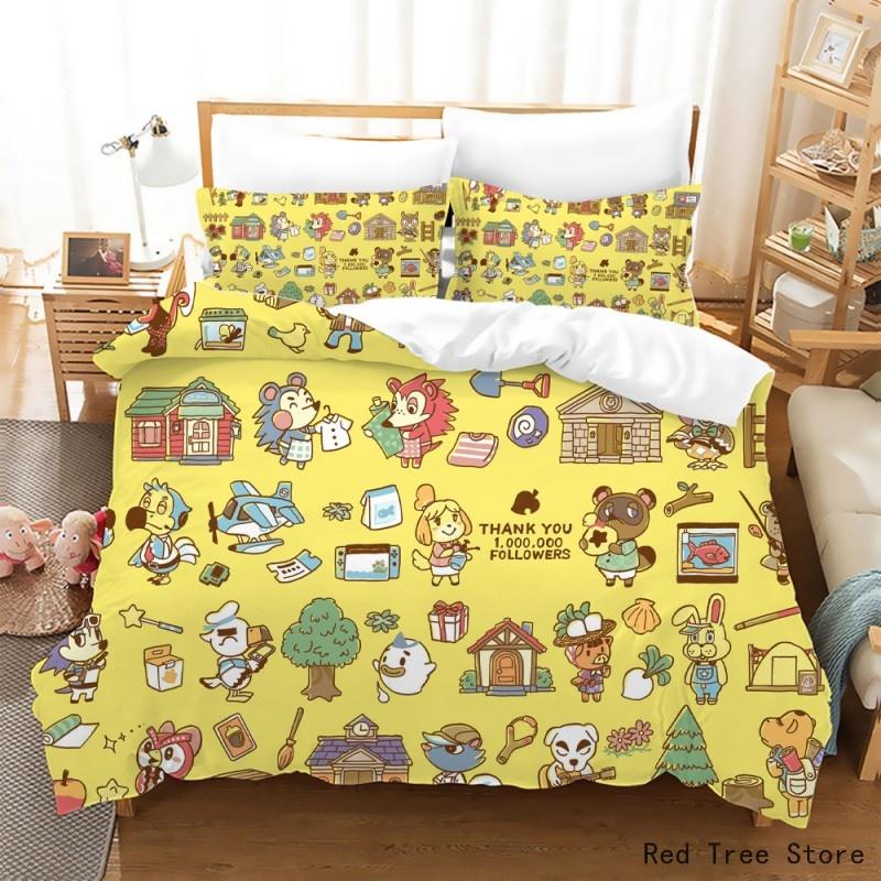 

Animal Crossing Bedding Set Cartoon Game 3D Duvet cover Sets Twin Full Queen King Size Pillowcase for kids Birthday Gift Us Twin172x218cm