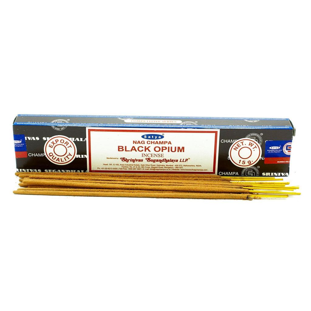 6x Black Opium Incense Sticks 15g Satya