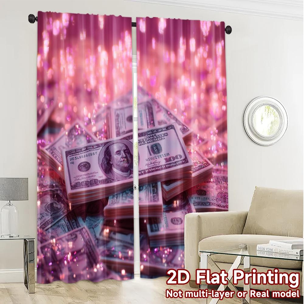 2pcs   2D FLAT PRINTING Curtains (Without Rod) Sparkling Cash Chic Contemporary Curtains Fabric Curtains Outdoor Decorations for