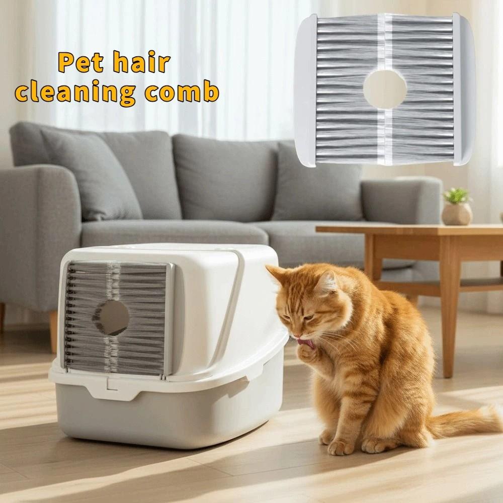 Effective Cat Floating Hair Door Self-adhesive Professional Pet Hair Removal Brush Multifunctional Litter Box Door Brush grigio