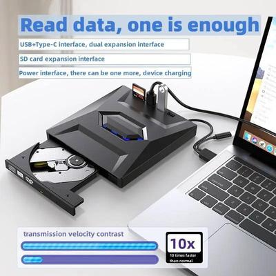5 IN 1 USB 3.0 Type C External CD DVD RW VCD Optical Drive with SD/TF Ports DVD Burner CD Writer Portable for Macbook Laptop PC