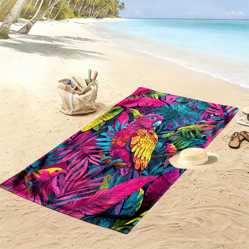 Tropical Parrot Print Beach Towel, Large Soft Quick Dry Towel for Beach Camping Swimming