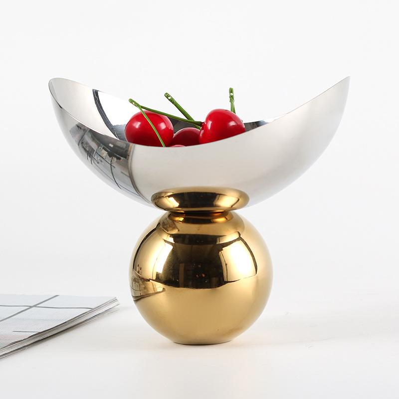 Stainless Steel Fruit Tray, Irregularly Designed Metal Ball Snack Bowl, Jewelry Storage Tray, Living Room Decoration Ornament