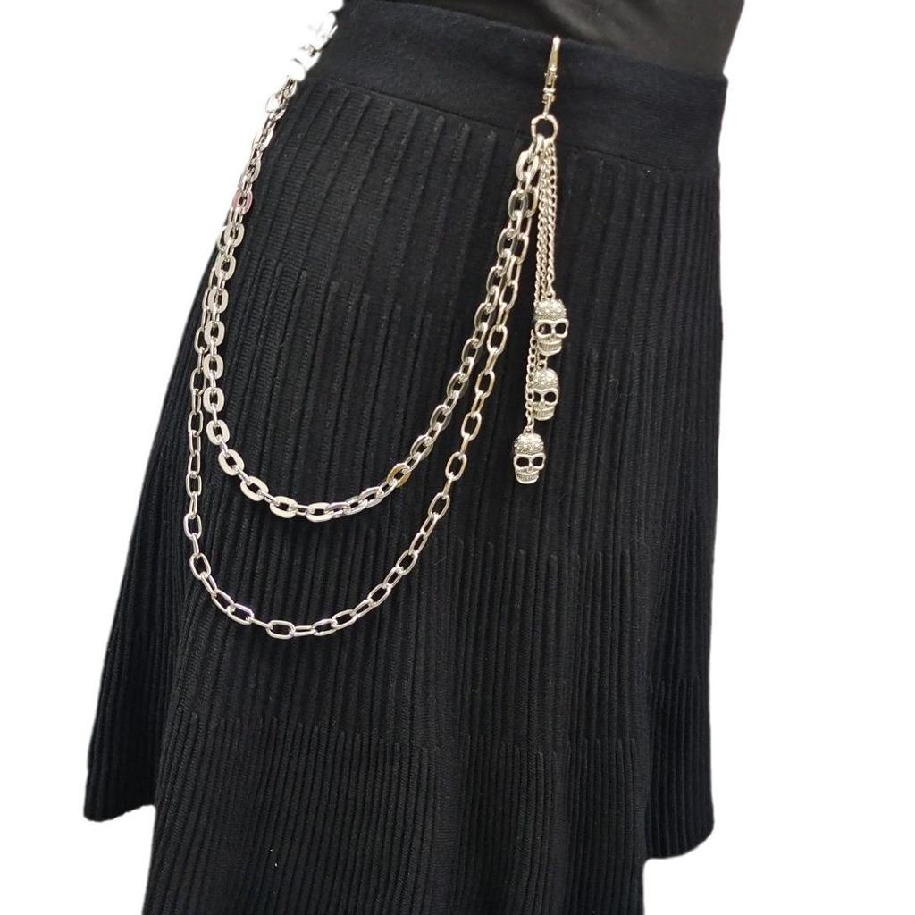 European American Metal Skull Pendant Multi-layer Hip Hop Punk Waist Chain
