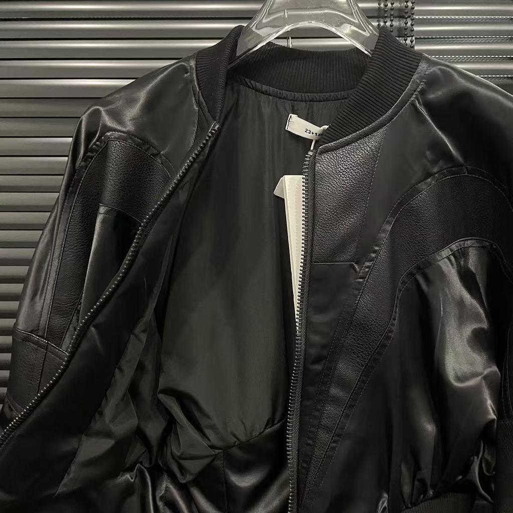 Jarní 2025 Zeštíhlující kožená bunda s řasením v pase