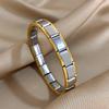 Italian Charm Starter Stainless Steel Bracelet For Women Men Stretchy Watchband Modular Links Chain Gold Color Bangle Wristband