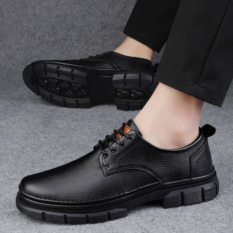 Fashion Genuine Leather Men's Shoes Fashion Casual Outdoor Black Sneakers High Quality Classic Breathable Lace-up For Men's Dress Shoes