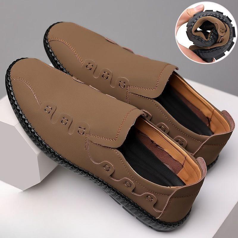 

Хаки Мягкие Плоские Мужские Кожаные Туфли Удобные Классические Оригинальные Тренд 2025 Обувь Предложение Летняя Распродажа Ретро Мужская Повседневная Обувь 44