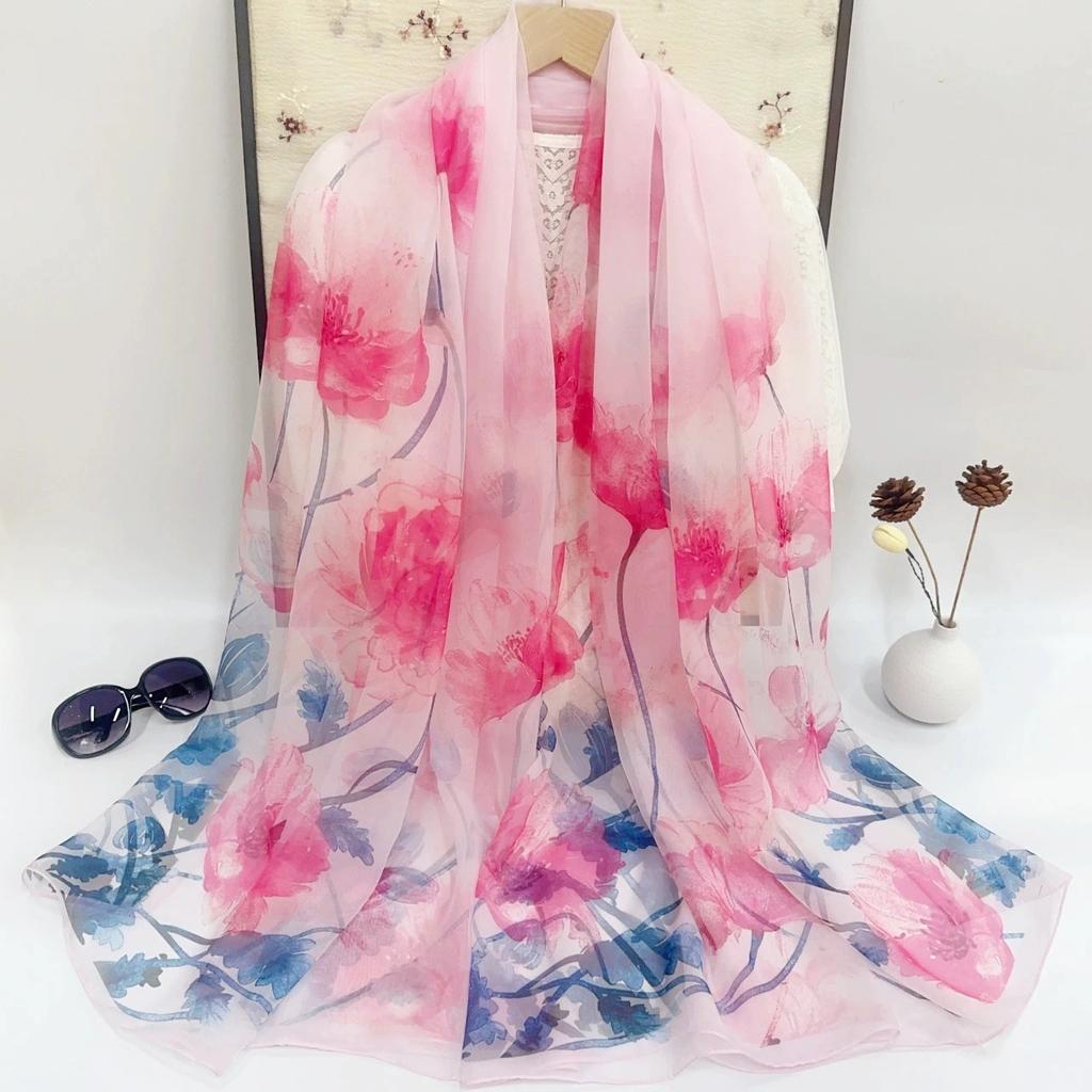 Spring Summer Women Large-size Gauze Beach Shawls Muslim Hijabs Travel Thin Sunscreen Scarf/Scarves