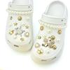 24/26PCS Fashion Shoe Charms Set Accessories Hole Shoe Buckle Golden Rhinestone Flower Pearl Chain DIY 3D Shoes Decorations Gift