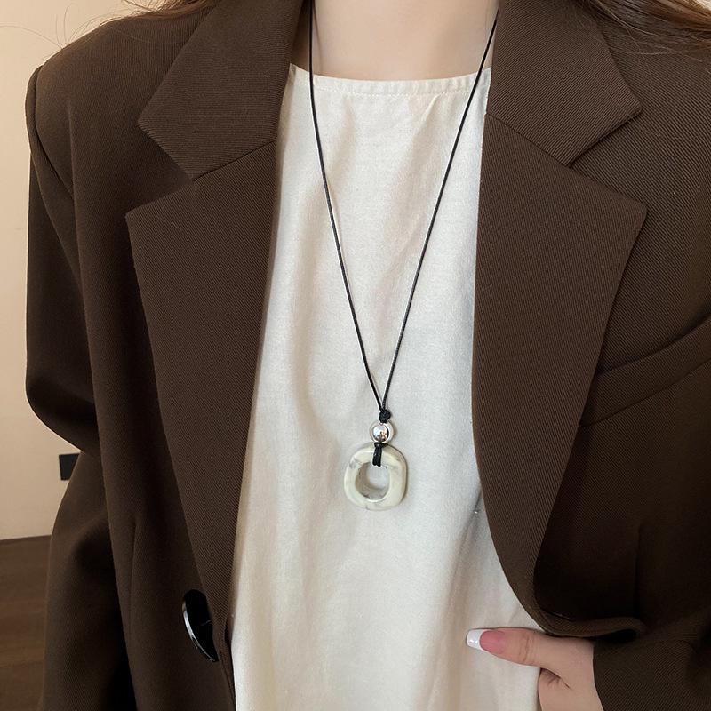 Retro Tiger Eye & Pearl Clavicle Necklace - Autumn/Winter Y2K Style