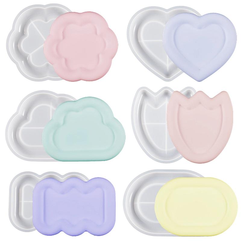 Storage Tray Silicone Mold DIY Jewelry Display Plate Resin Plaster Cement Mould Round Flower Cloud Heart Shape Dish Home Decor