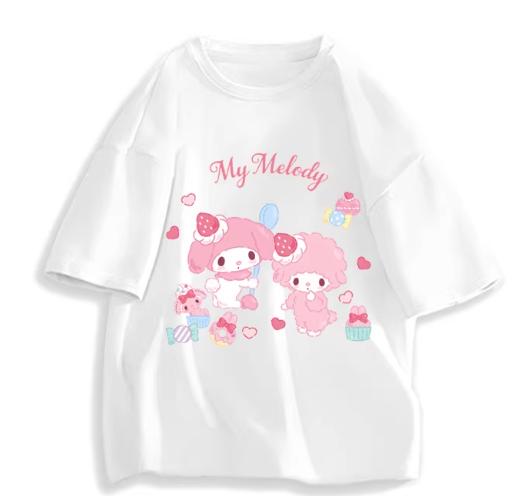 2026 New Fashion RoundNeck ShortSleeve TShirt Spring Summer Sanrio My Melody Women TShirt Unisex Trendy Cute Top Clothing