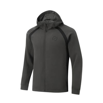 Série Wade Sweat-shirt à capuche zippé color block Confortable Respirant Polyvalent Décontracté Sweat-shirt Homme Gris foncé AWDU299-1