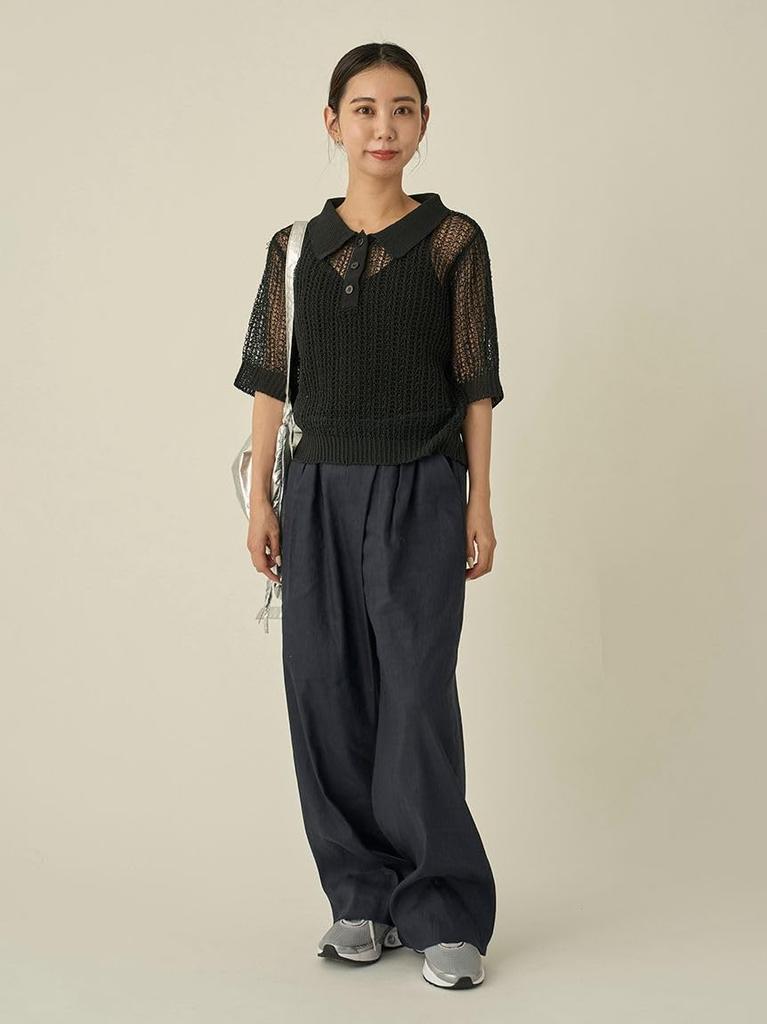 Emi Linen Blend Wrap Wide NVY Women's Pants, 13WFP252009,