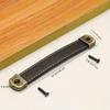 1pc Leather Furniture Drawer Handles, Wardrobe Door Handles, Vintage Dresser Table Kitchen Cabinet Pull Built-in Iron Brown Handle