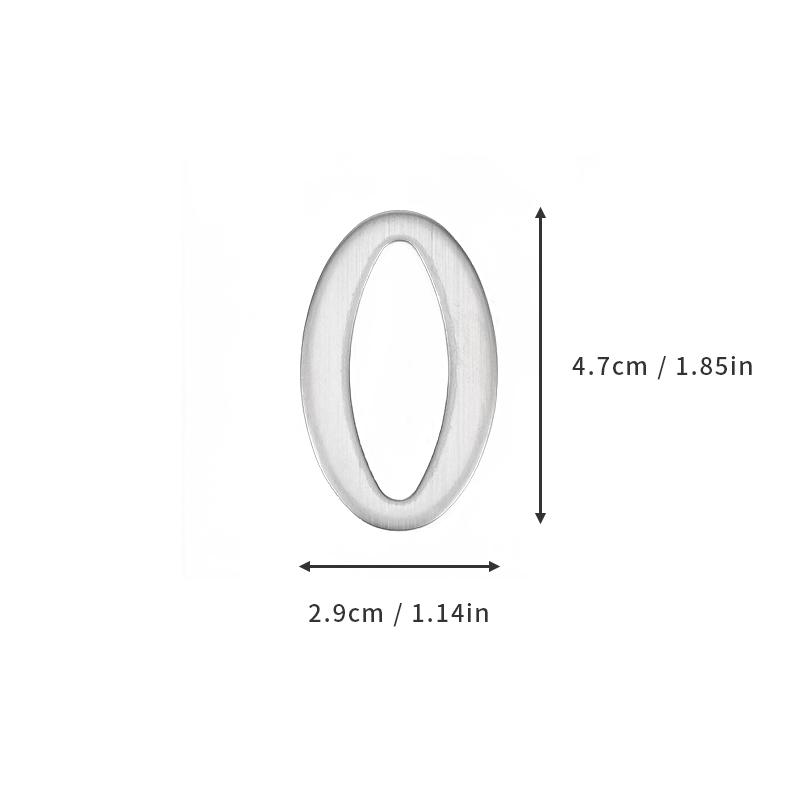 Aluminum Alloy Door Number with Backing Adhesive 5*3cm Silver House Number Apartment Door Number for Outdoor Hotel Home Mailbox