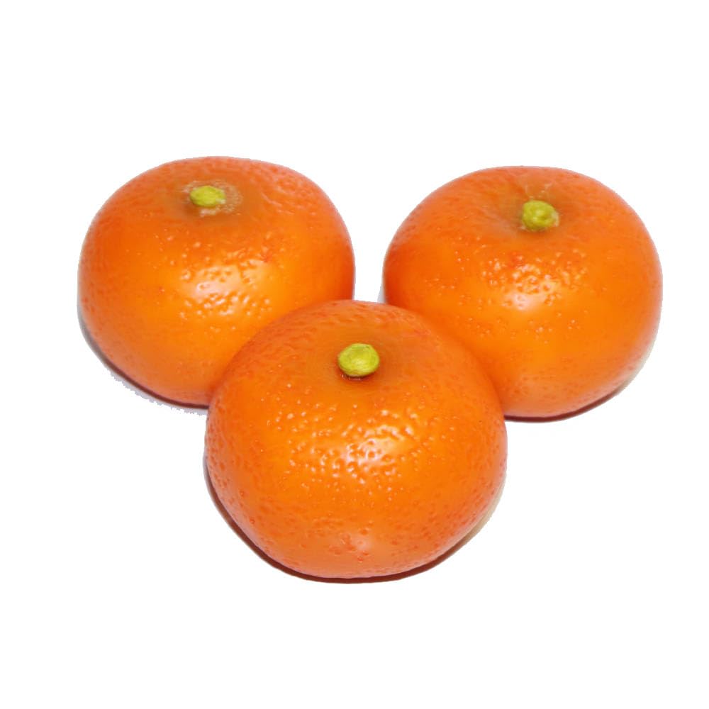 

GuCra Mandarin Orange Fruit Models, Set of 3, Lifelike Food Samples, Weighted Fruit Models (Small)