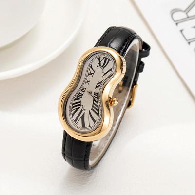 Y2K Alien Watches for Women Men Melt Twist Watch Roman Dial Irregular Shape Waterproof Quartz Wristwatch