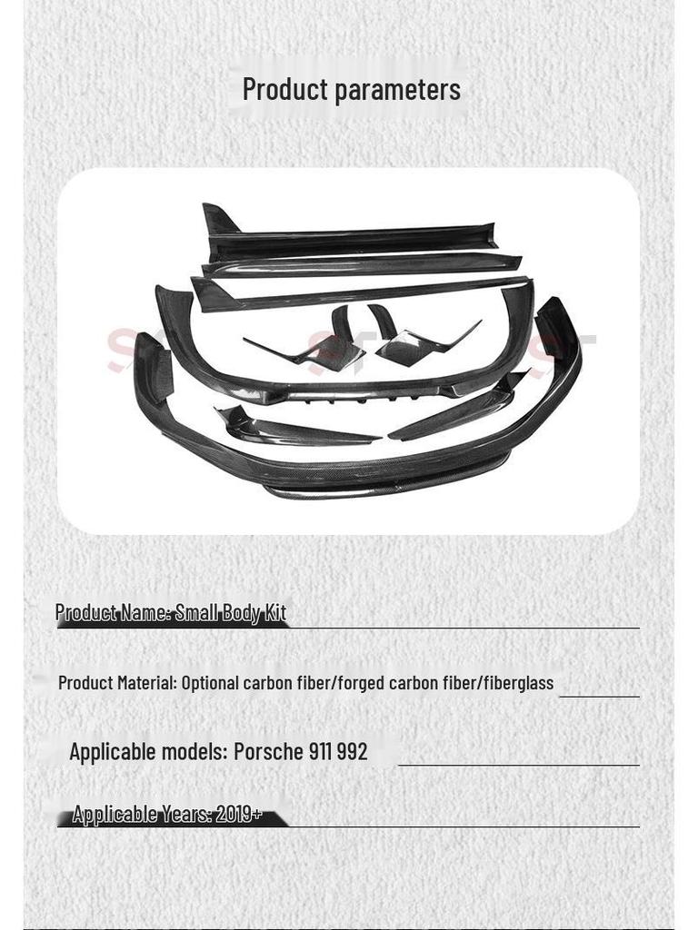 Porsche 911 992 Techart Style Carbon Fiber Kit: Front & Rear Lips, Side Skirts, Air Ducts, Corner Protectors