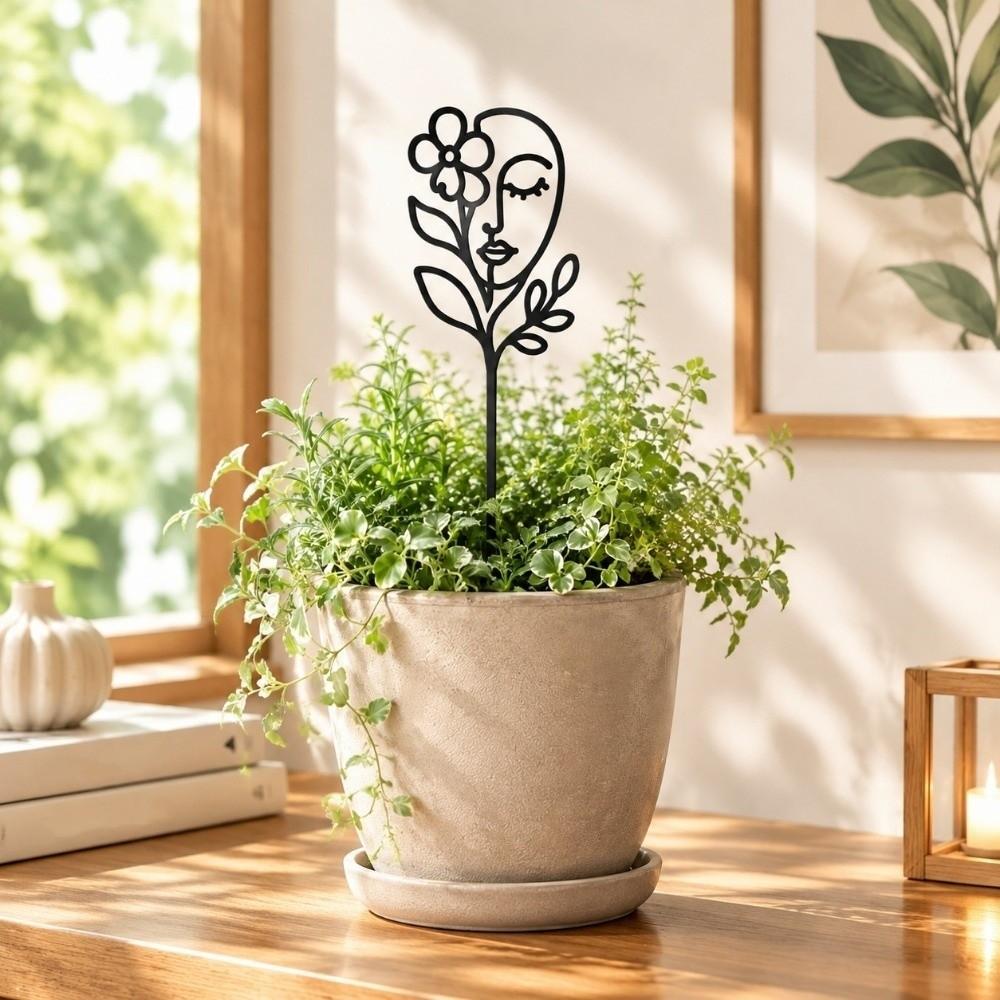 Abstract Figure Character Silhouette Plant Stand Moon Bird Garden Plant Trellis Indoor Plants