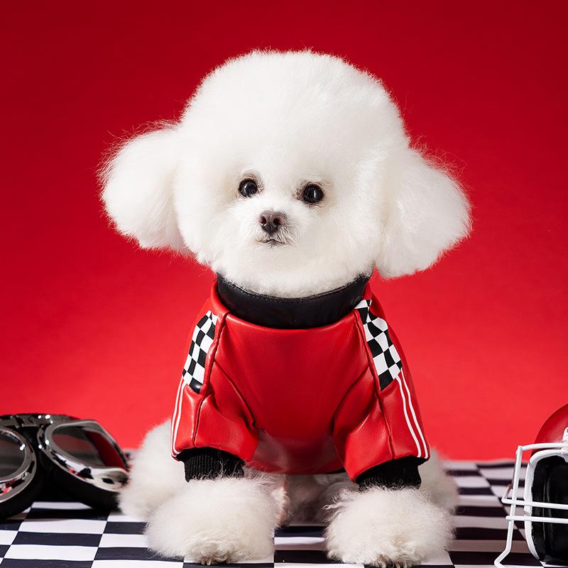 Autumn and Winter Dog Clothes Trendy Cool Locomotive Style Clothes Leather Warm Jacket Leather Jacket Medium and Small Dog Pet Clothes
