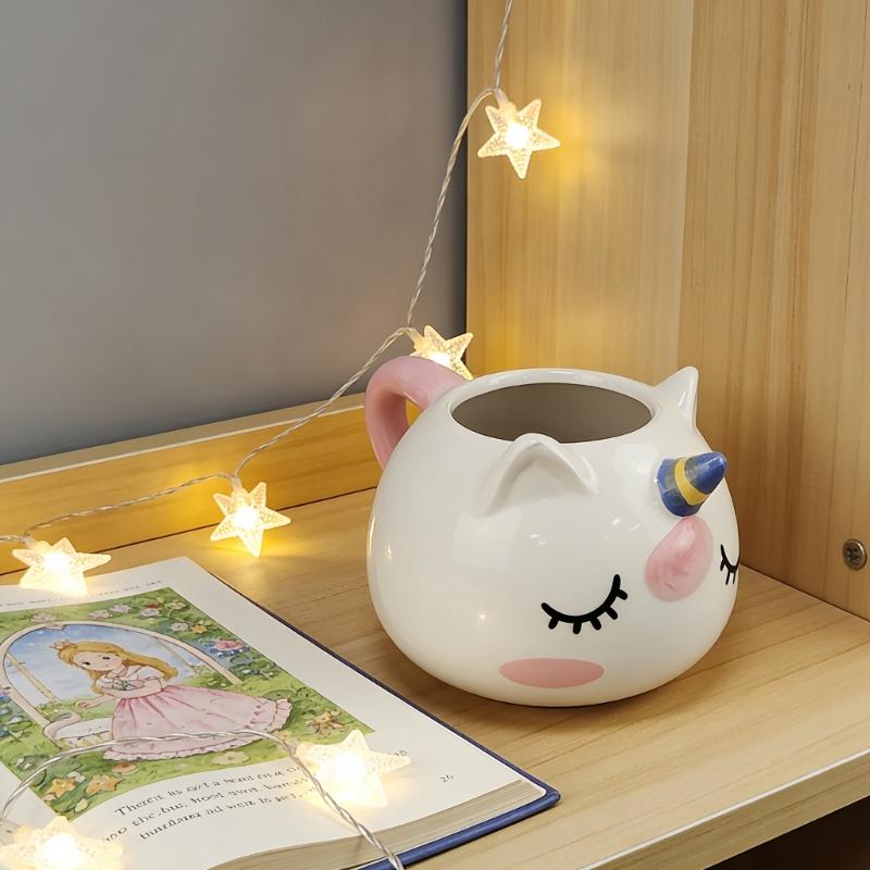 Regenbogen-Einhorn-Kaffeebecher, hitzebeständige Keramik, großes Fassungsvermögen, geeignet für Erwachsene und Kinder
