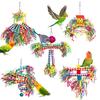 5 Pack Bird Chewing Toys Colorful Foraging Shredding Toy Wood Blocks Hanging for Cage for Cockatiel Conure African for G