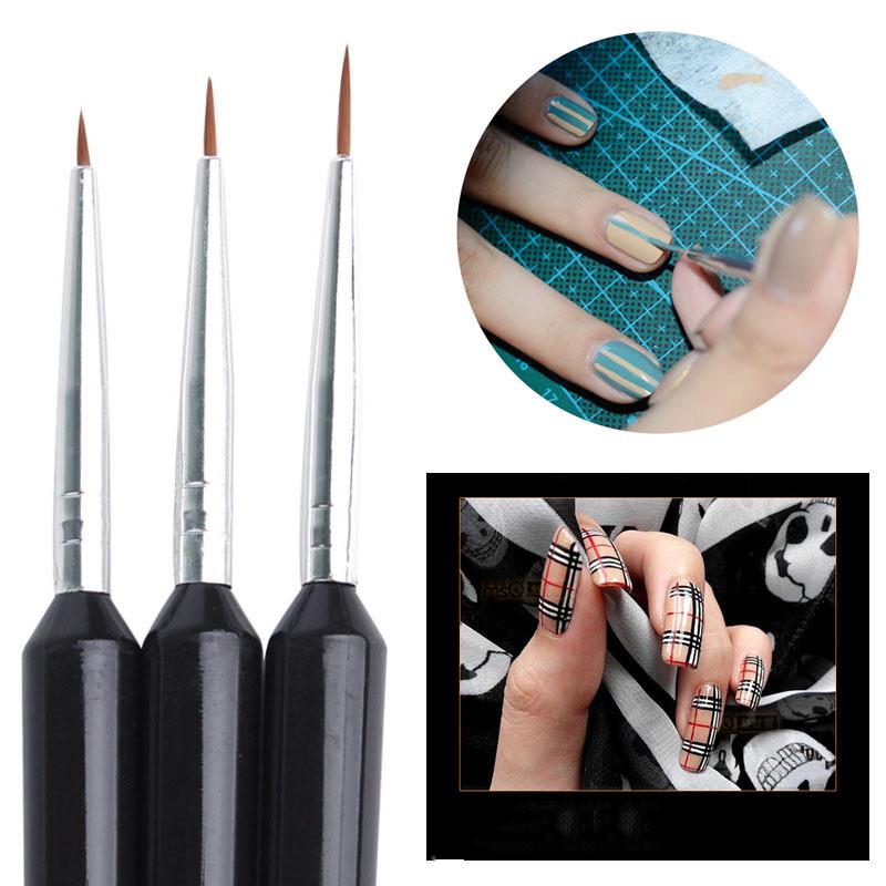 3 ks Ultra jemný detailní liner Akvarelový štětec na malování nehtů DIY Kreslení Obkreslování Manikúrní a umělecké nástroje