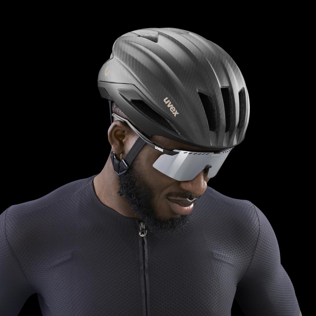 Sports Sunglasses UV400 Mirror Lens Pace Stage Black Matte [Uvex] Anti-fog Cycling/Running/Outdoor (Silver)