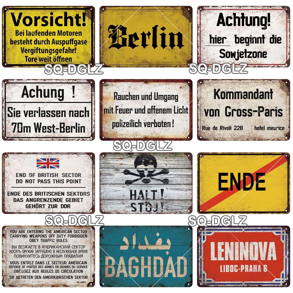 [SQ-DGLZ] Vintage Retro Achtung Berlin Tin Sign Metal Sign Shop Plate Home Bar Wall Sticker Decoration Plaque Poster Decor Gift