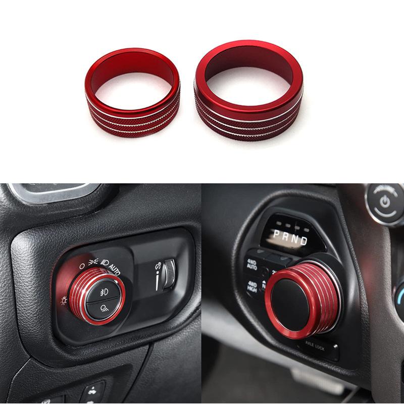 Modified Decorative Shift And Headlight Knob Rings For Dodge Ram Car Interior Decoration
